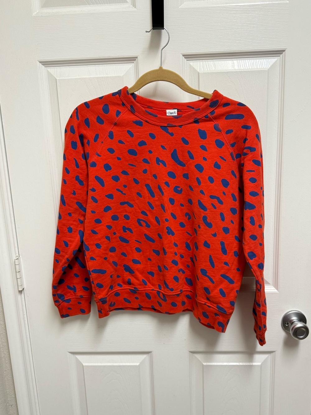 Clare V Red and Blue Pattern Sweater